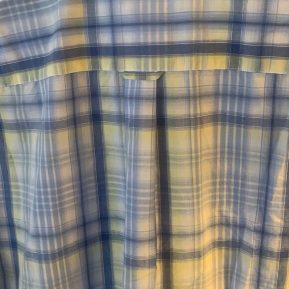 Pre Owned Men’s Chaps Blue Yellow Short Sleeve Button Up Sz XXL Classic Style - Picture 12 of 15